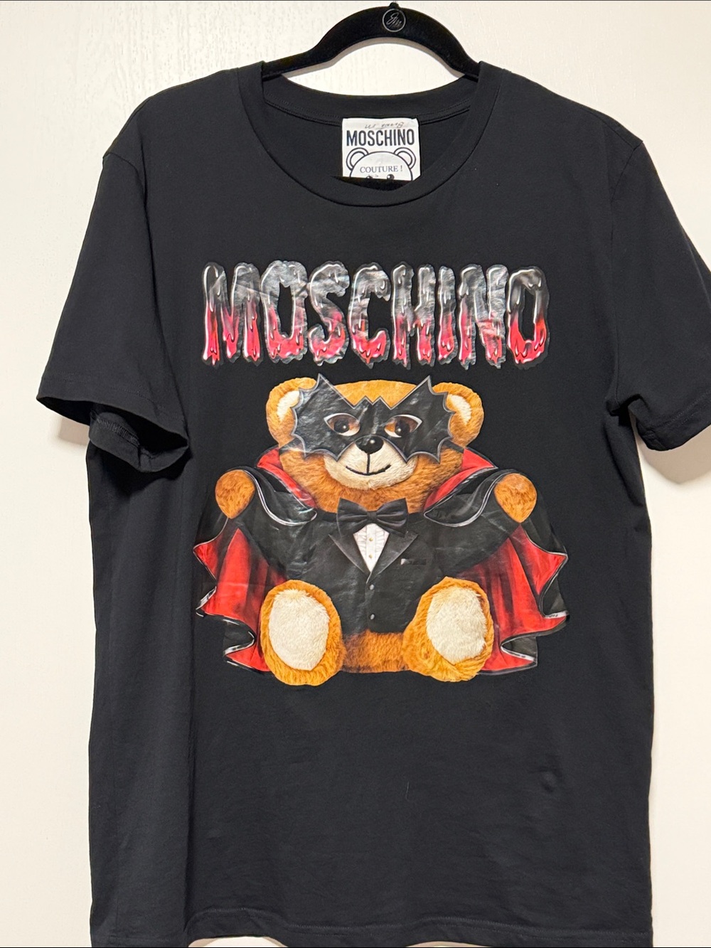 Moschino Black Tee with Teddy Vampire